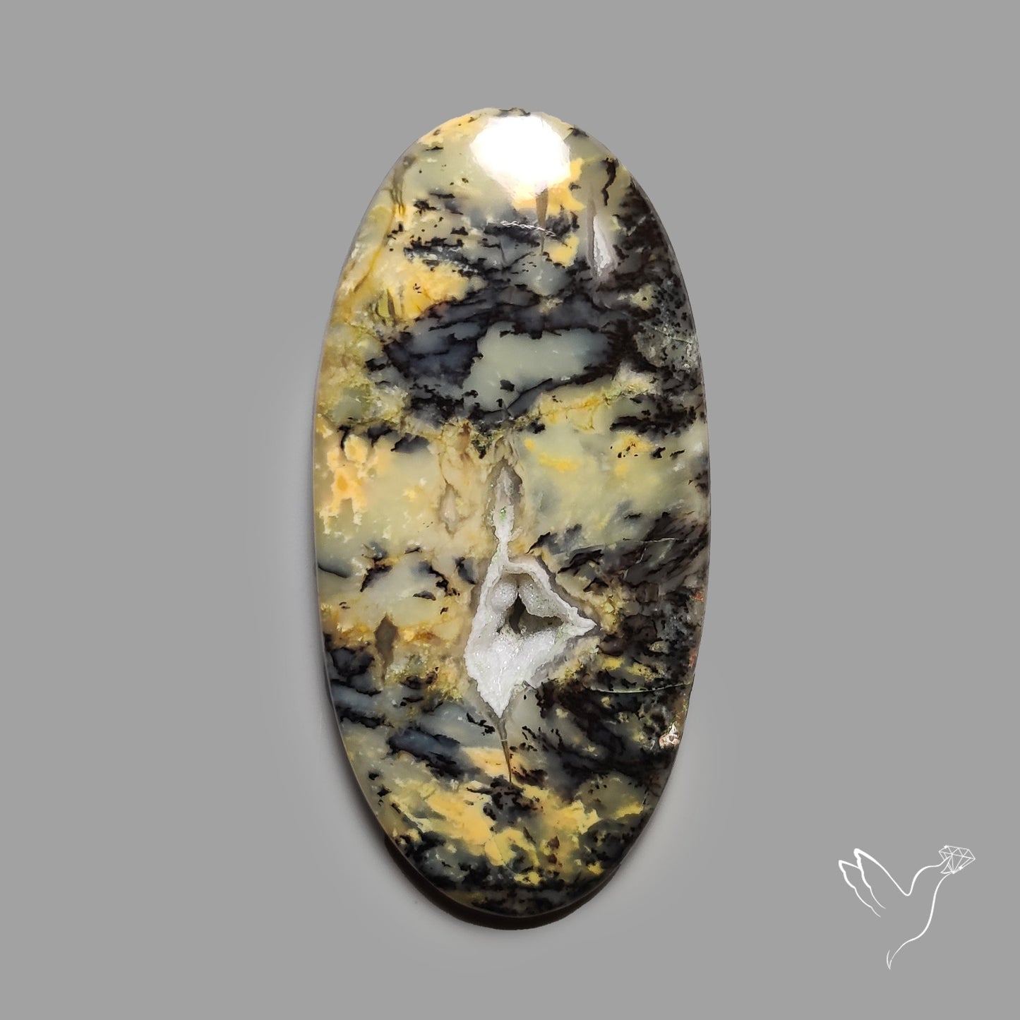 Australian Yellow Dendritic Agate Cabochon