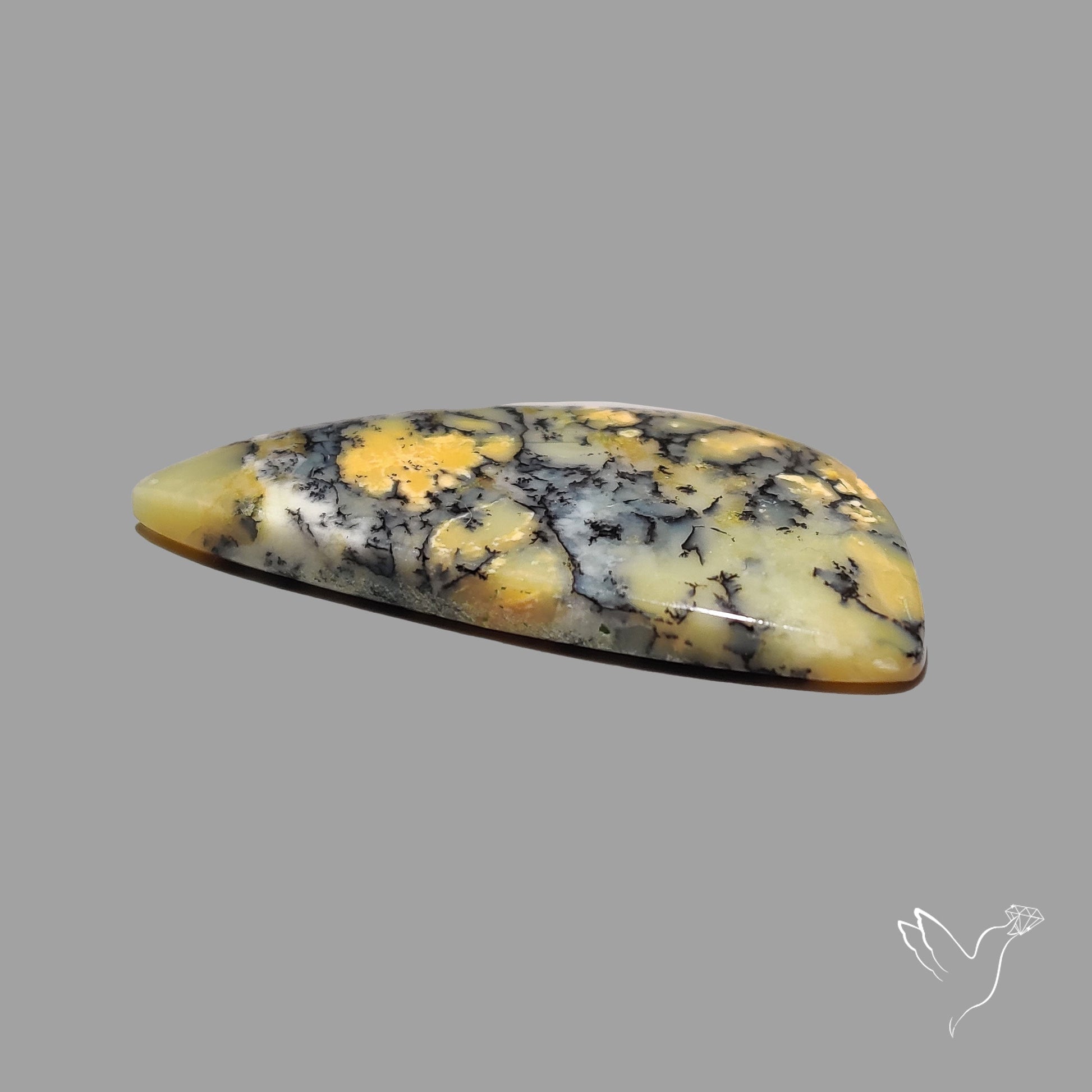 Australian Yellow Dendritic Agate Cabochon