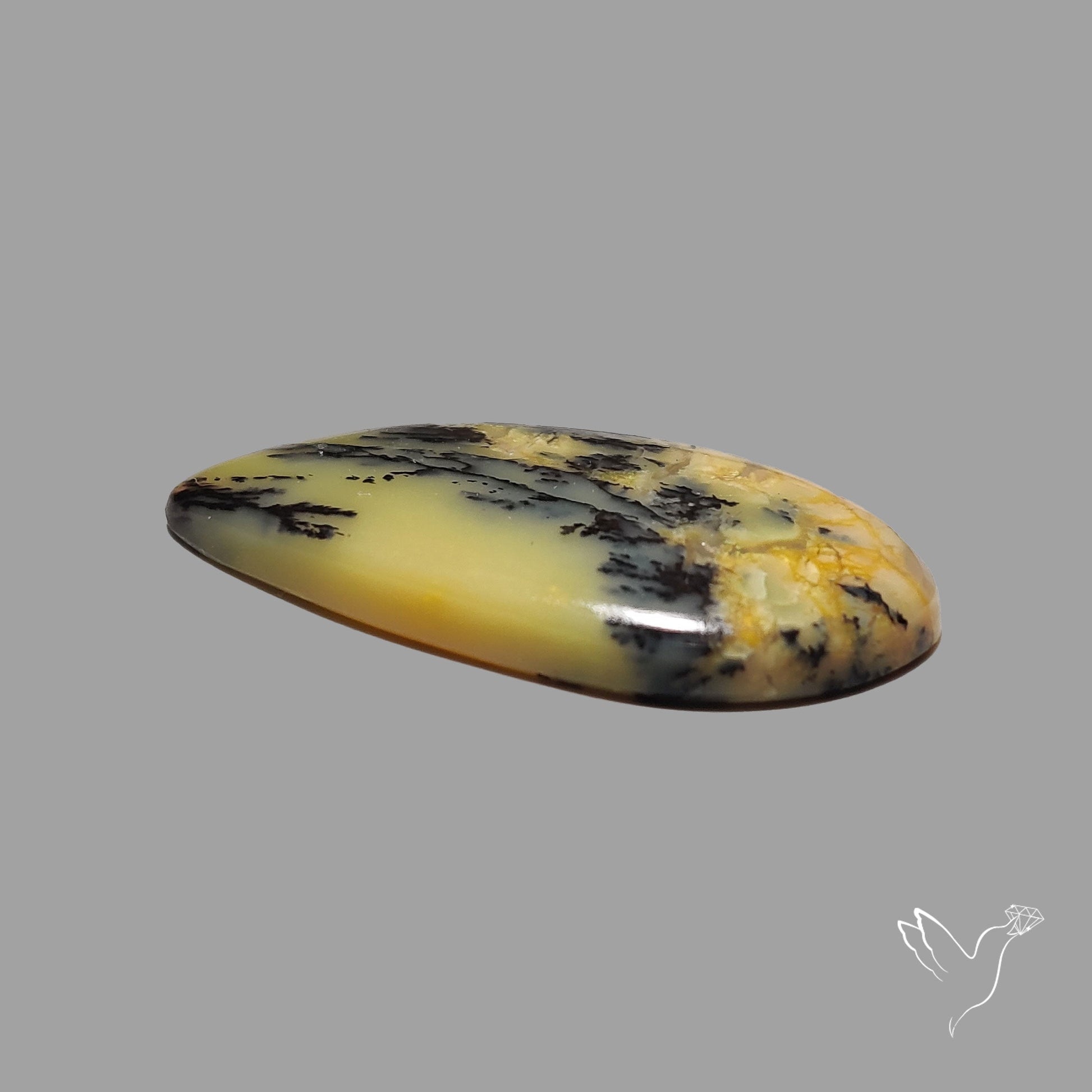 Australian Yellow Dendritic Agate Cabochon
