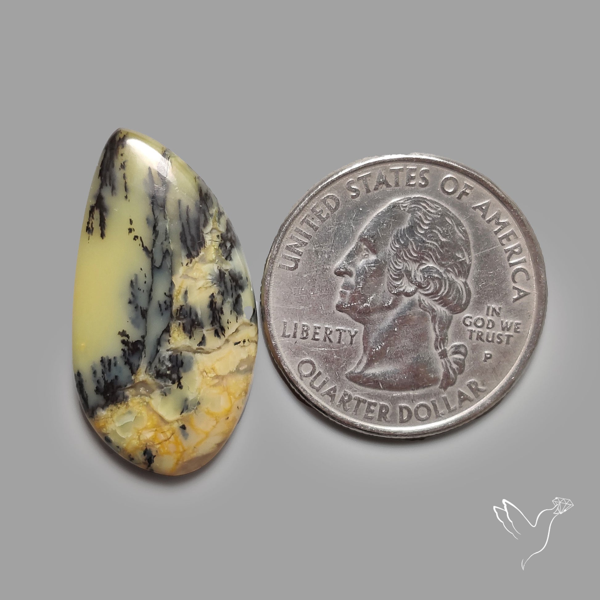 Australian Yellow Dendritic Agate Cabochon