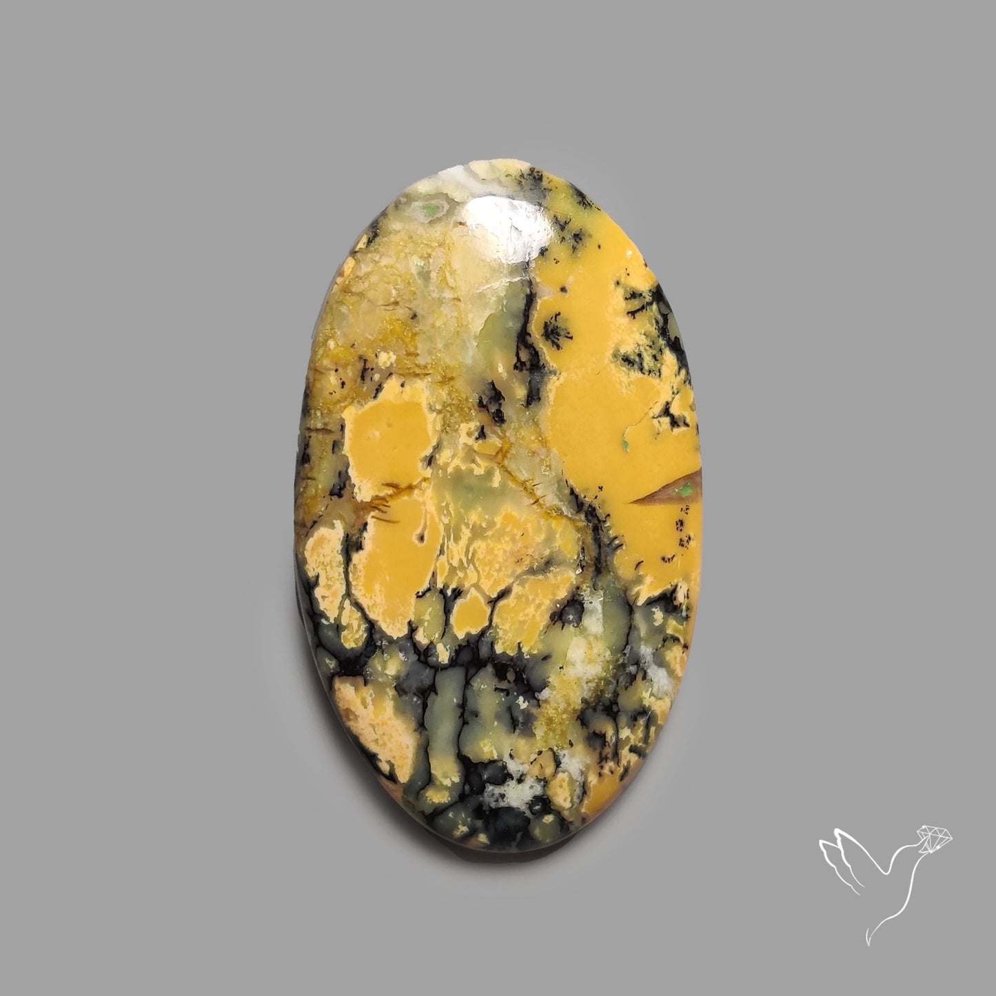 Australian Yellow Dendritic Agate Cabochon
