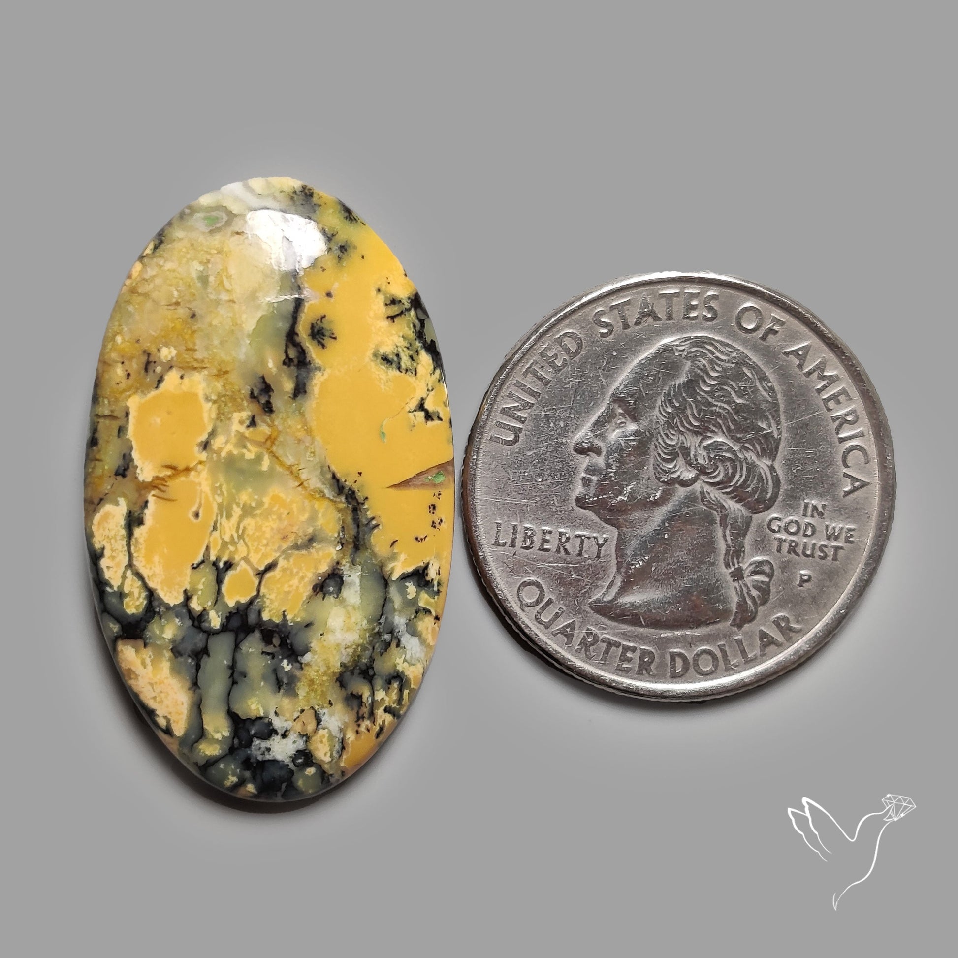 Australian Yellow Dendritic Agate Cabochon