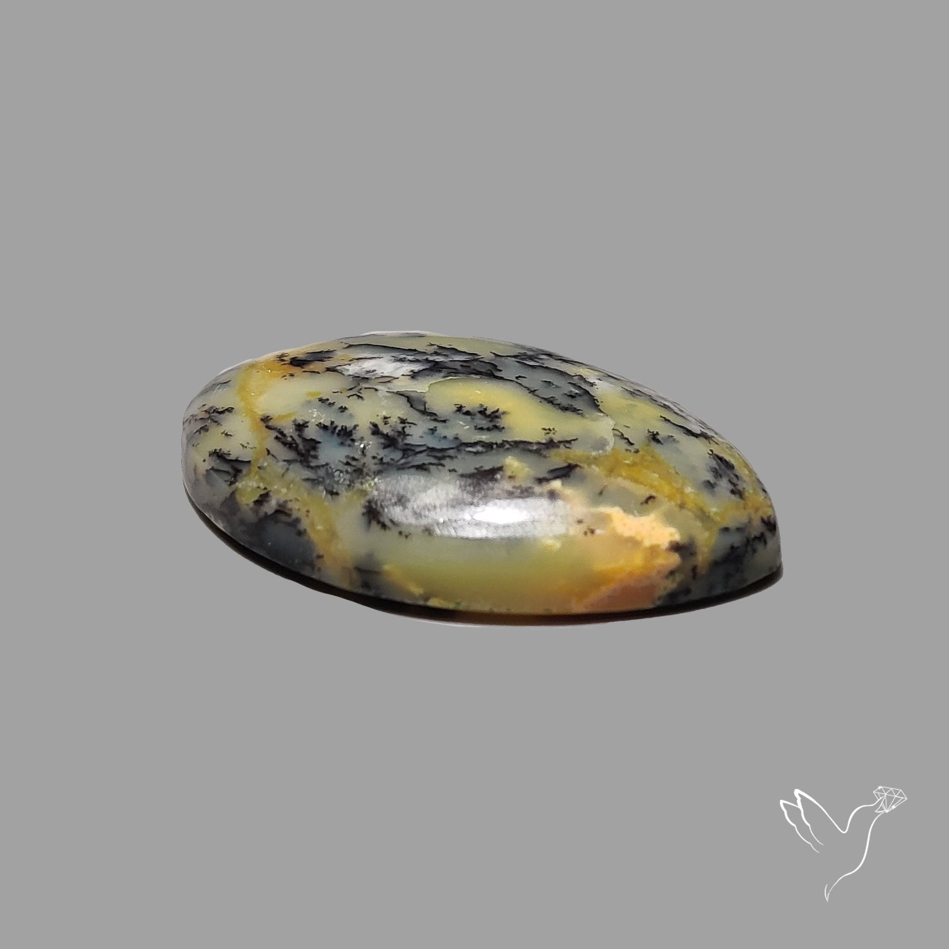 Australian Yellow Dendritic Agate Cabochon