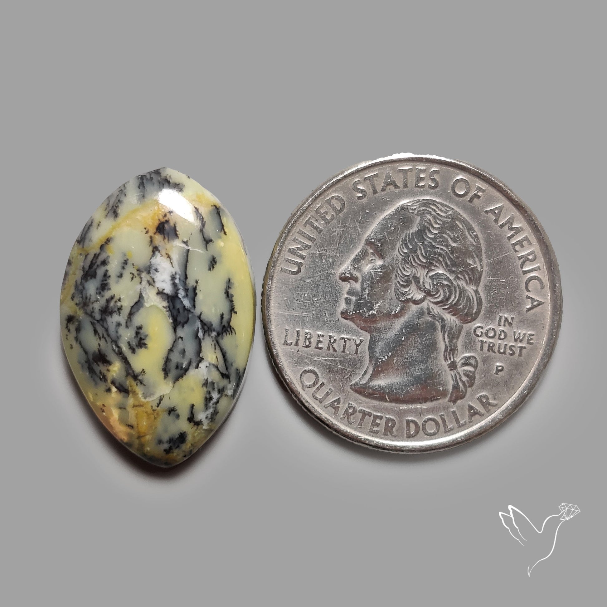 Australian Yellow Dendritic Agate Cabochon