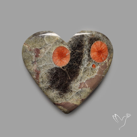 Peanut Wood Obsidian Heart