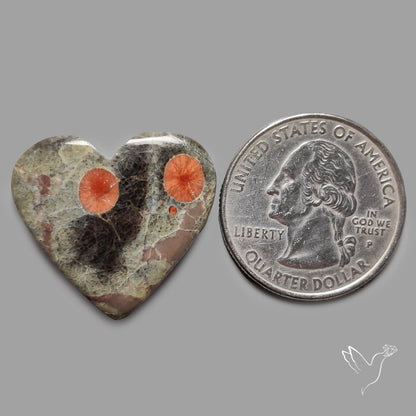 Peanut Wood Obsidian Heart