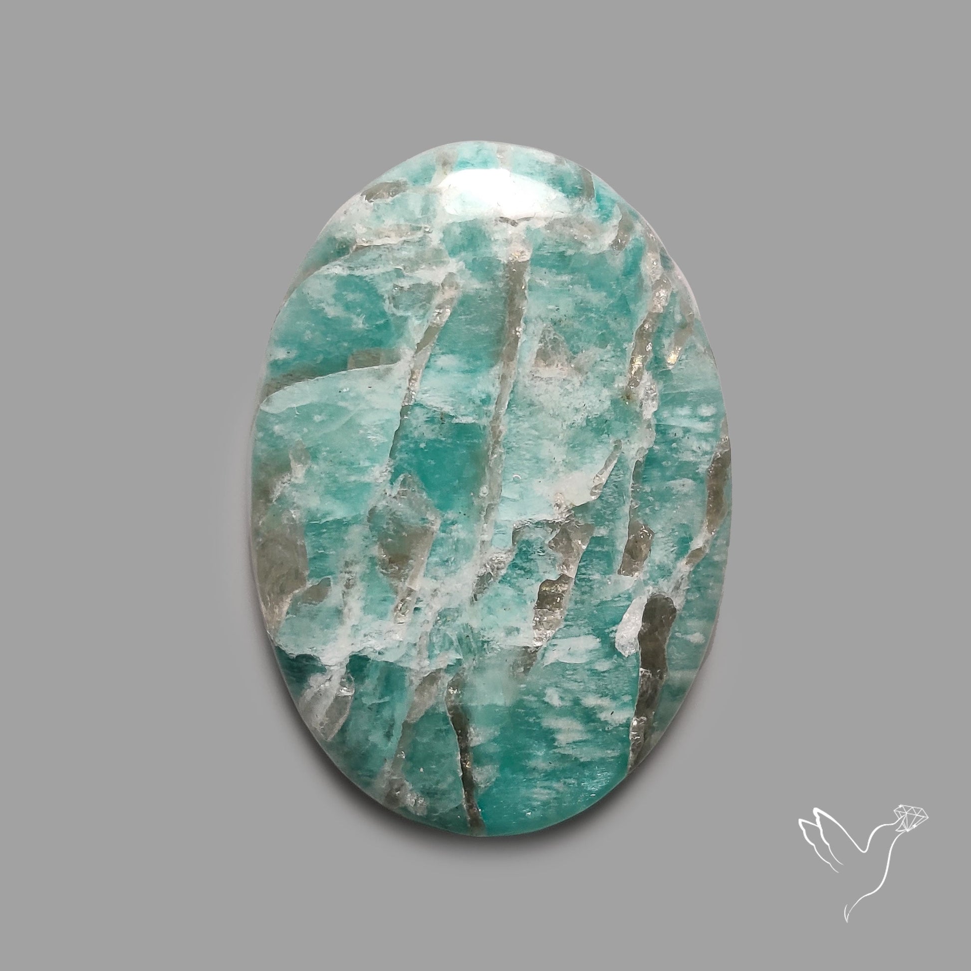 Peruvian Amazonite Cabochon with Feldspar Inclusions
