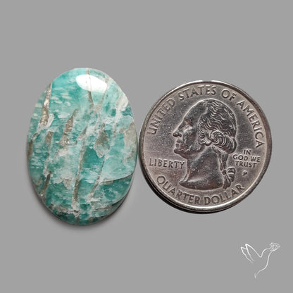 Peruvian Amazonite Cabochon with Feldspar Inclusions