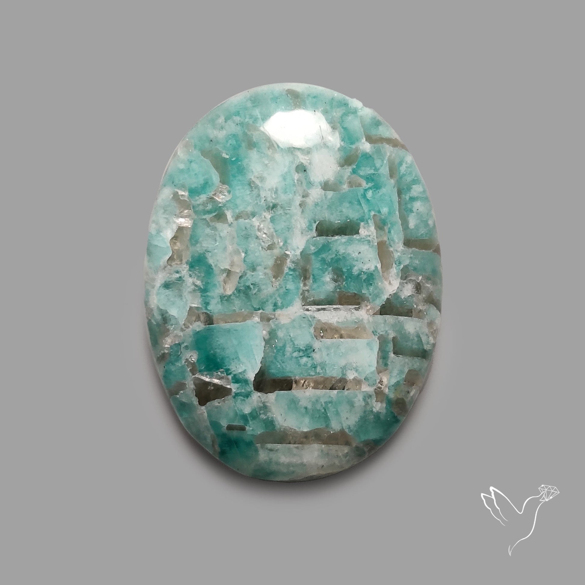 Peruvian Amazonite Cabochon with Feldspar Inclusions