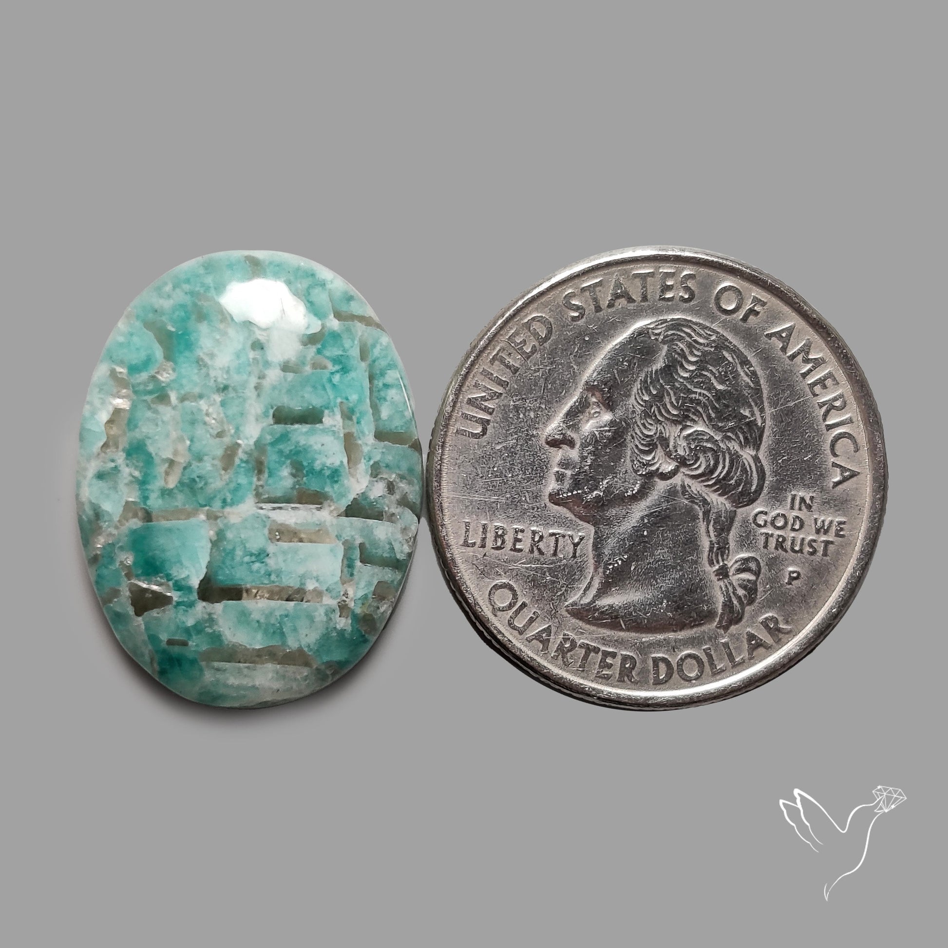 Peruvian Amazonite Cabochon with Feldspar Inclusions