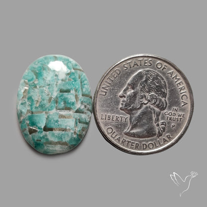 Peruvian Amazonite Cabochon with Feldspar Inclusions