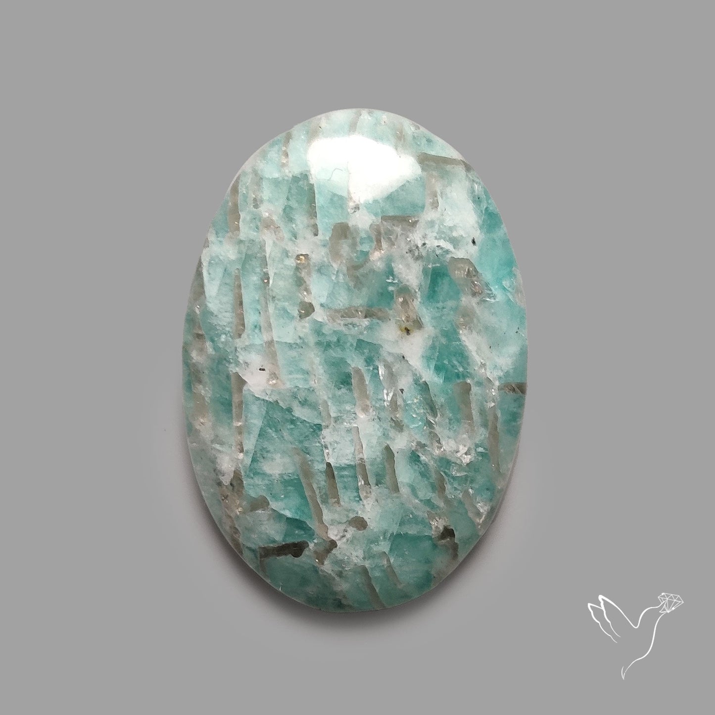 Peruvian Amazonite Cabochon with Feldspar Inclusions