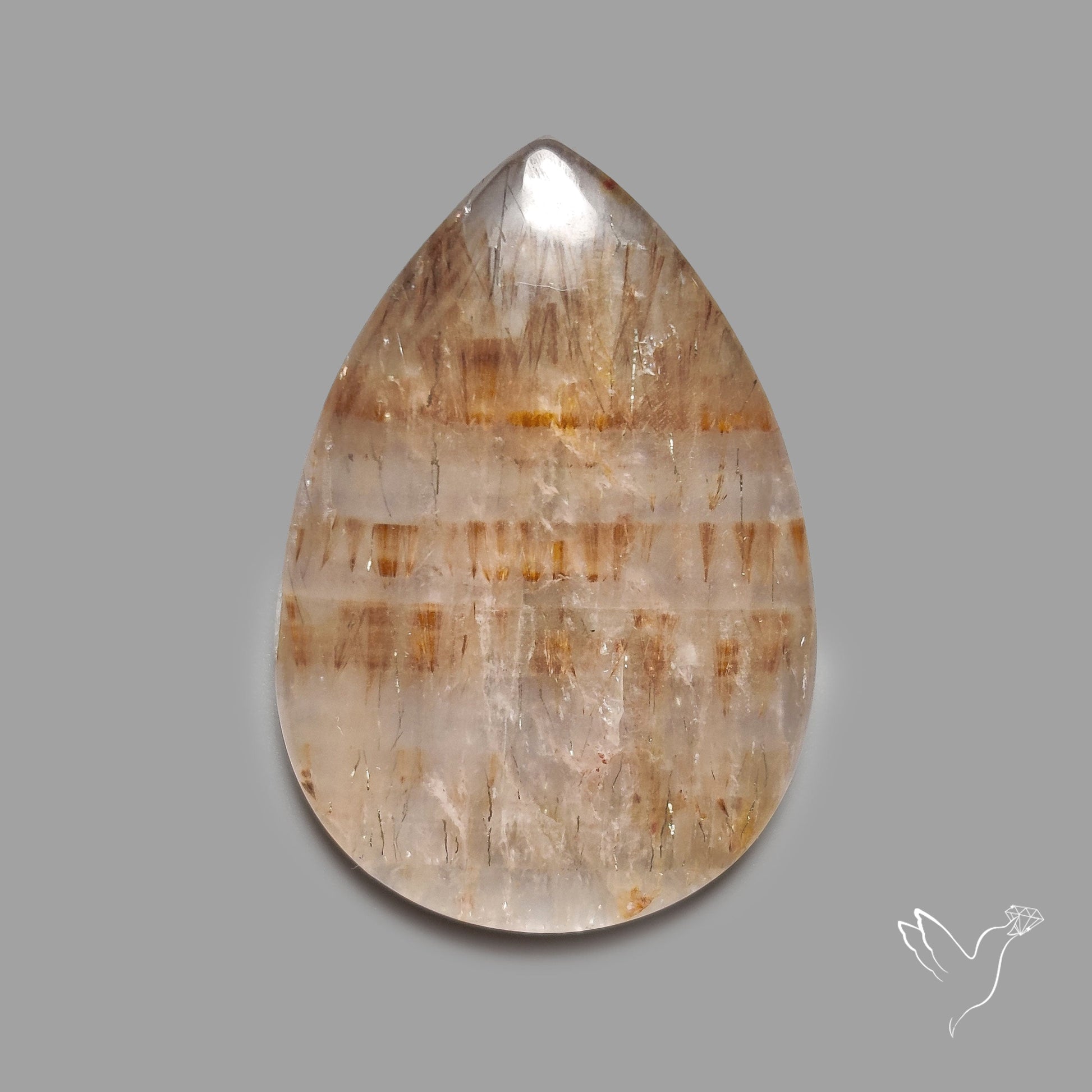 Cacoxenite in Quartz Cabochon