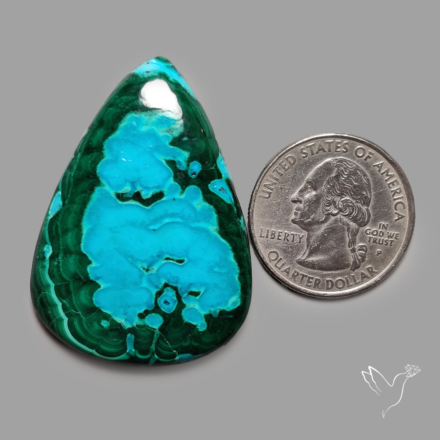 Chrysocolla In Malachite Cabochon