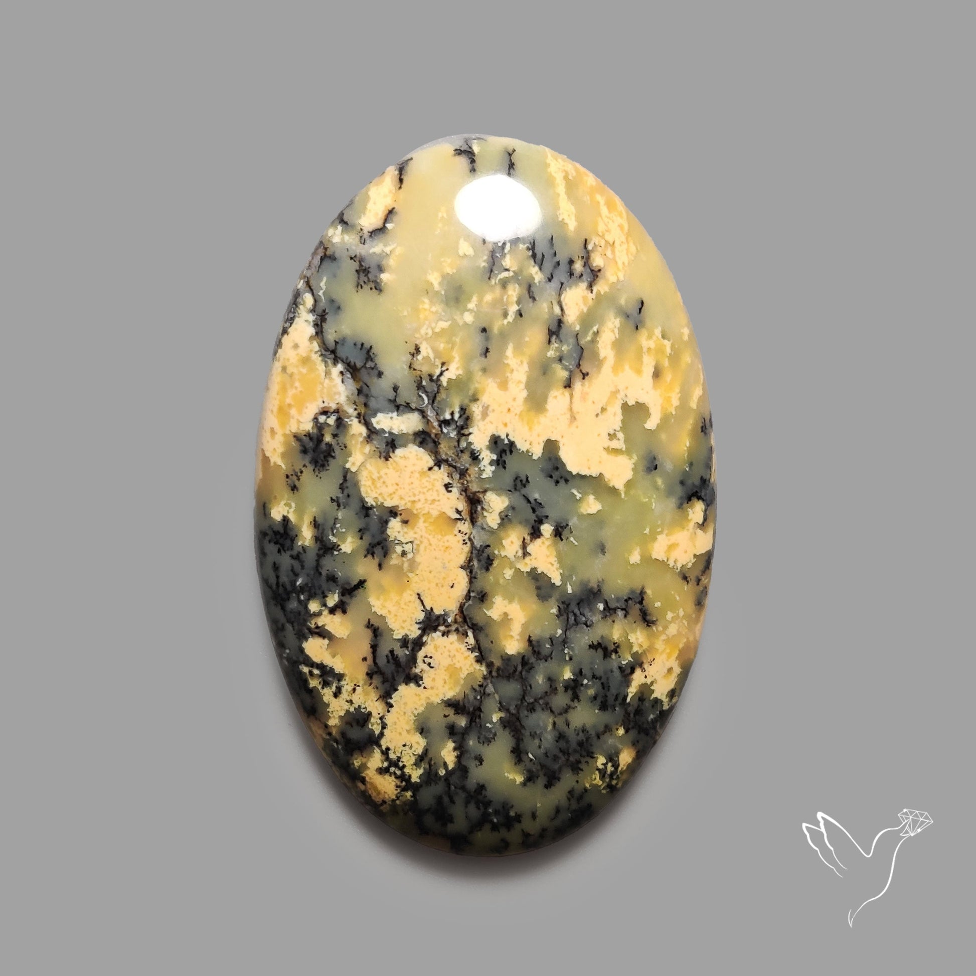 Australian Yellow Dendritic Agate Cabochon