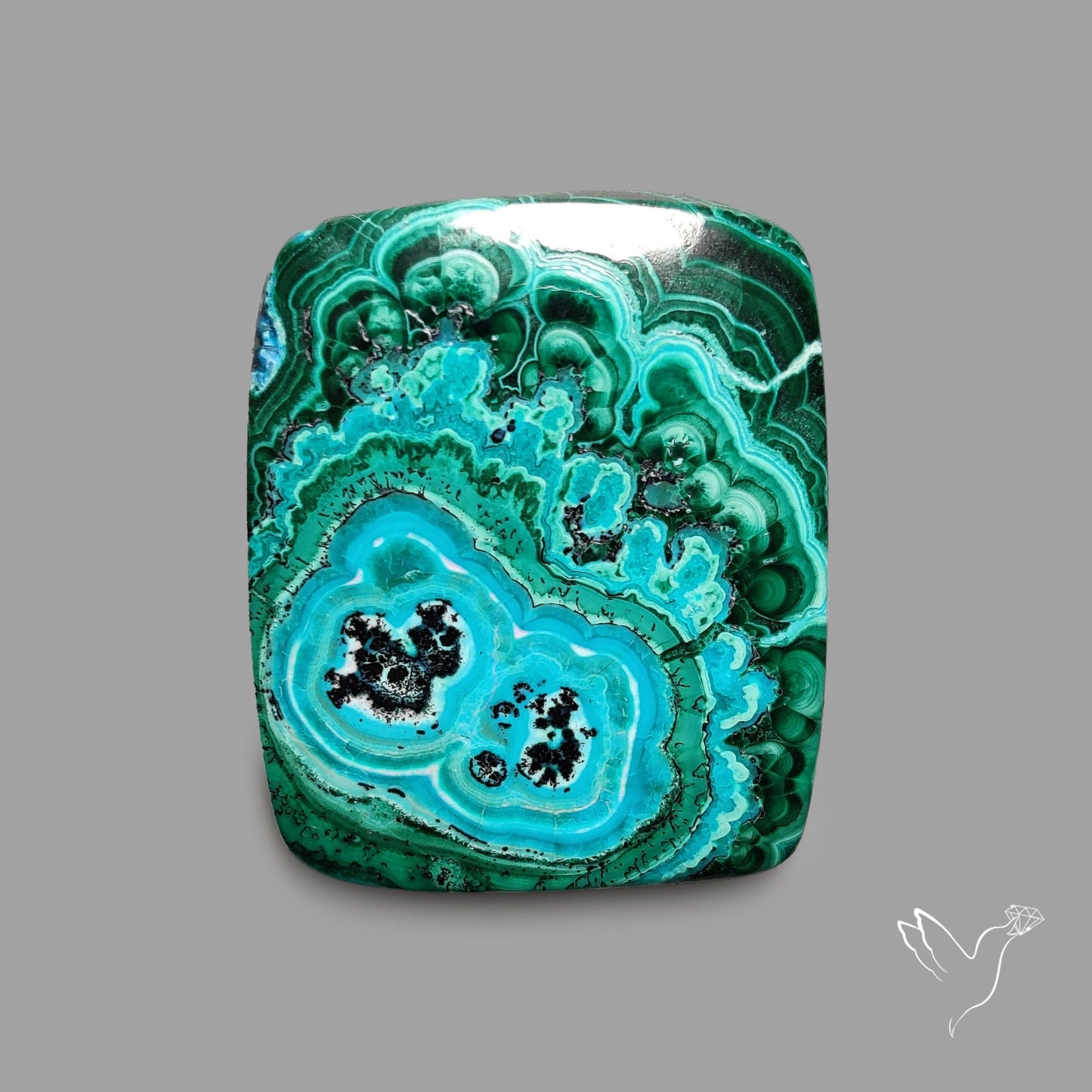 Chrysocolla In Malachite Cabochon