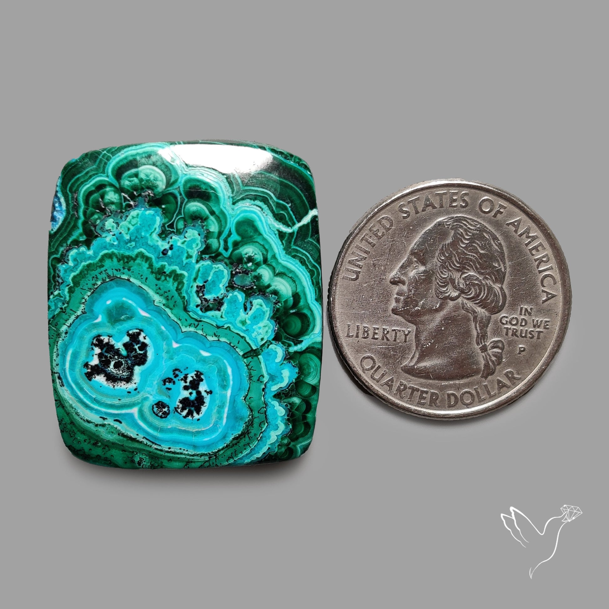 Chrysocolla In Malachite Cabochon