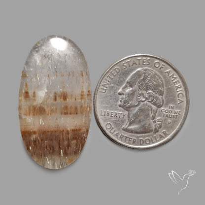 Cacoxenite in Quartz Cabochon