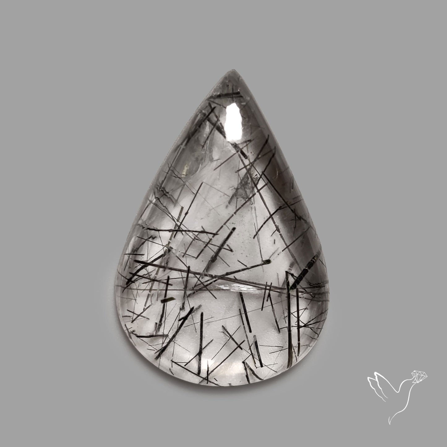 Black Tourmalinated Quartz Cabochon