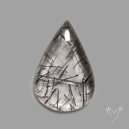 Black Tourmalinated Quartz Cabochon