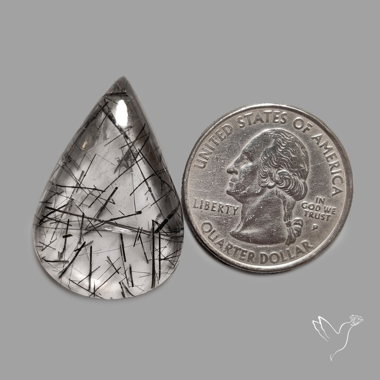 Black Tourmalinated Quartz Cabochon