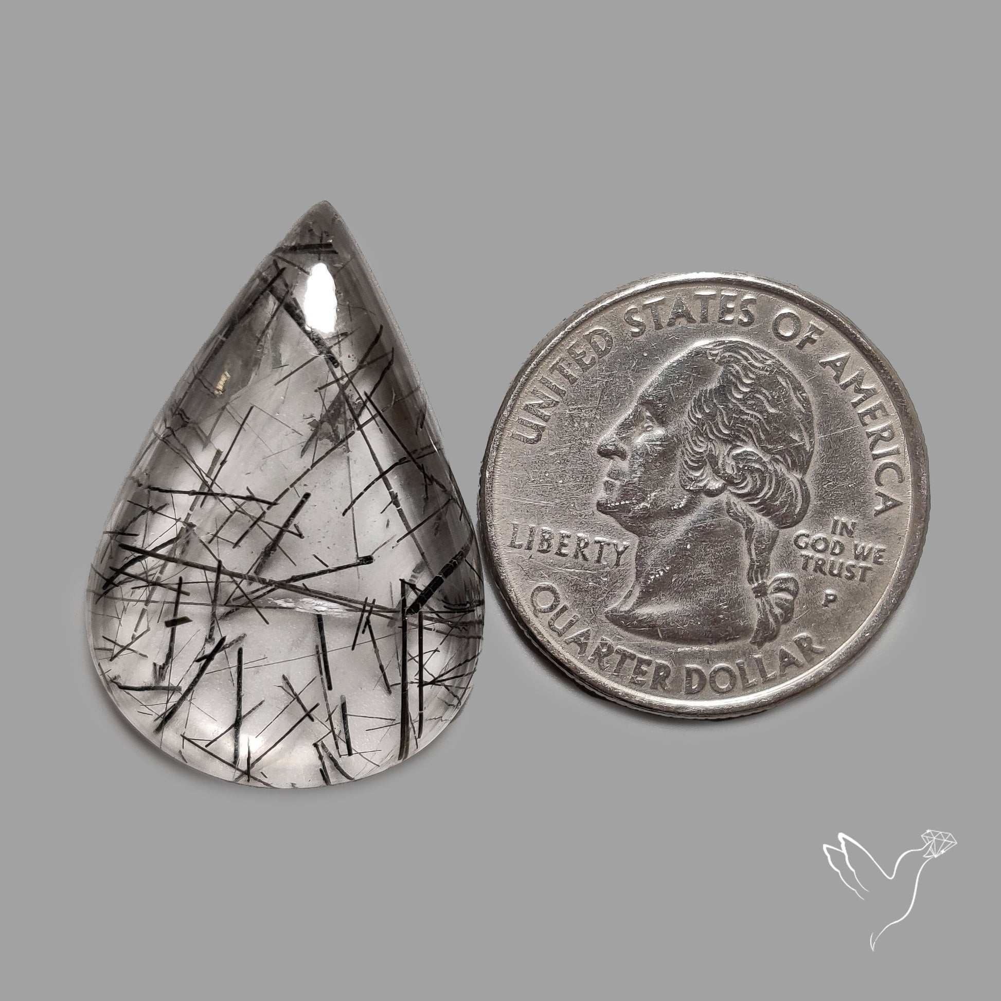 Black Tourmalinated Quartz Cabochon