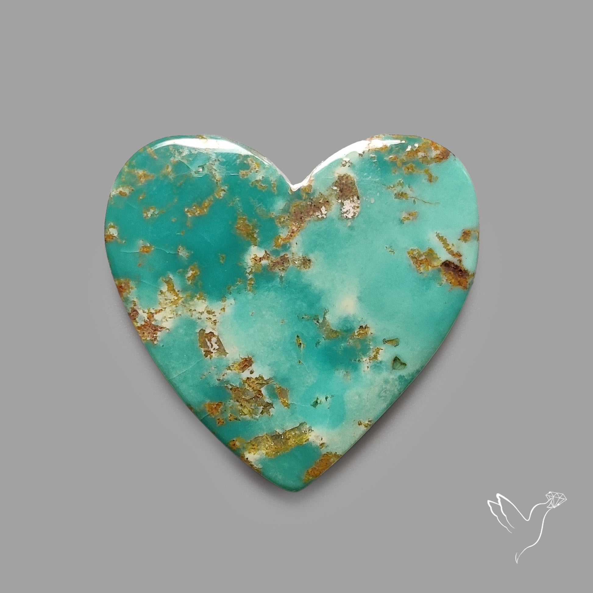 Rare Arizona Patogonia Turquoise Heart Cabochon Carving
