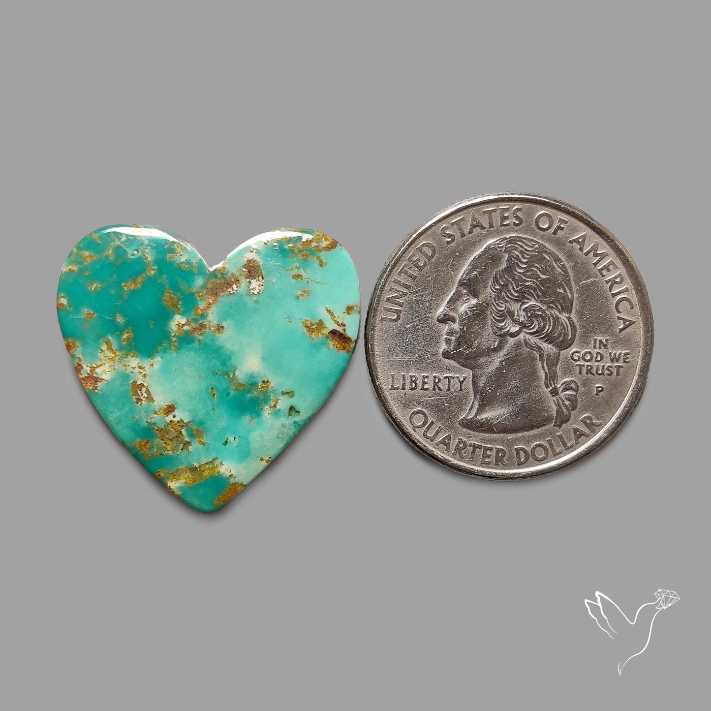 Rare Arizona Patogonia Turquoise Heart Cabochon Carving