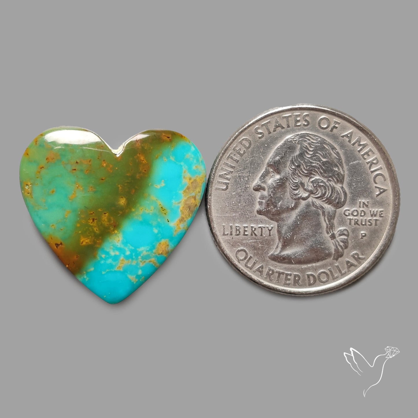 Rare Arizona Patogonia Turquoise Heart Cabochon Carving