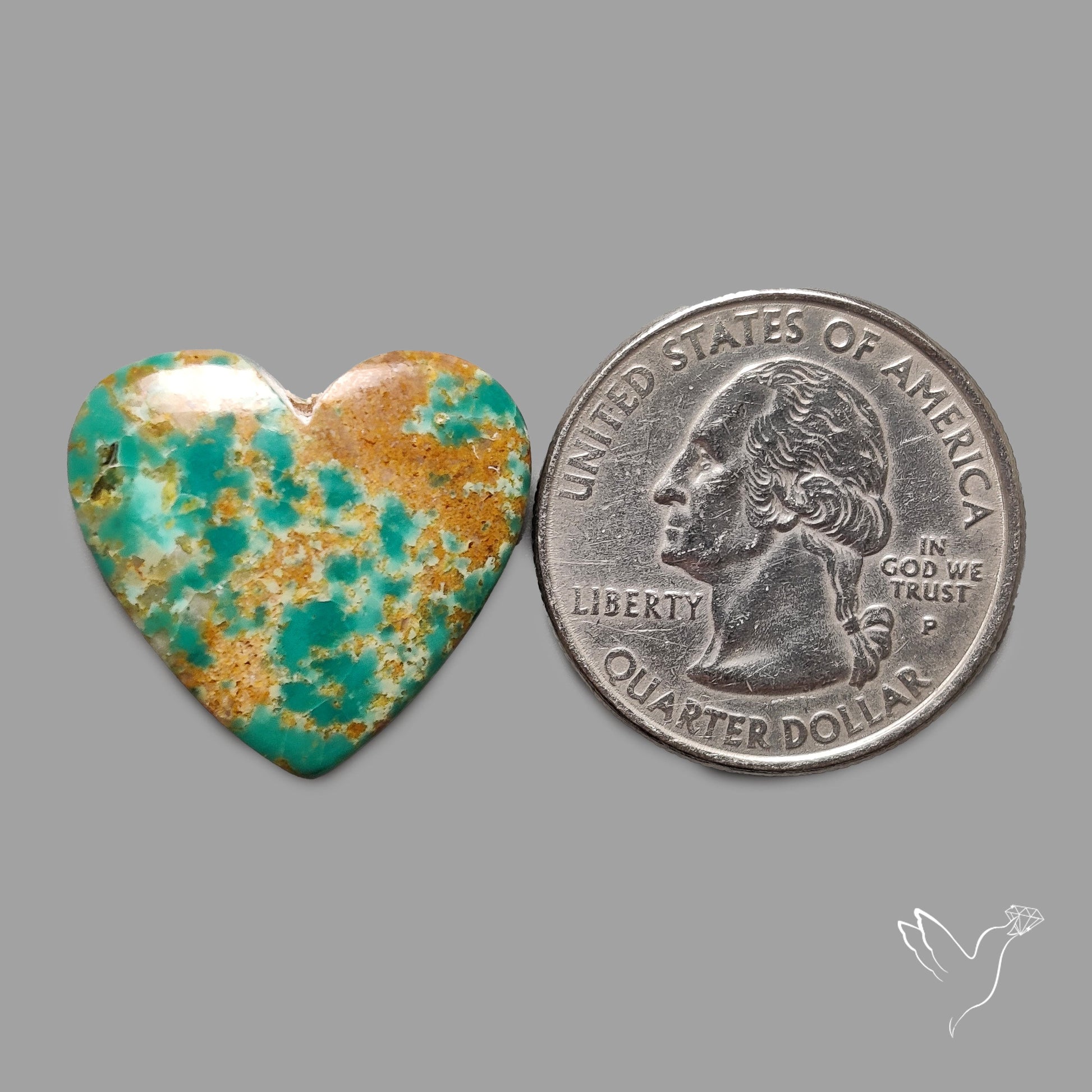 Rare Arizona Patogonia Turquoise Heart Cabochon Carving