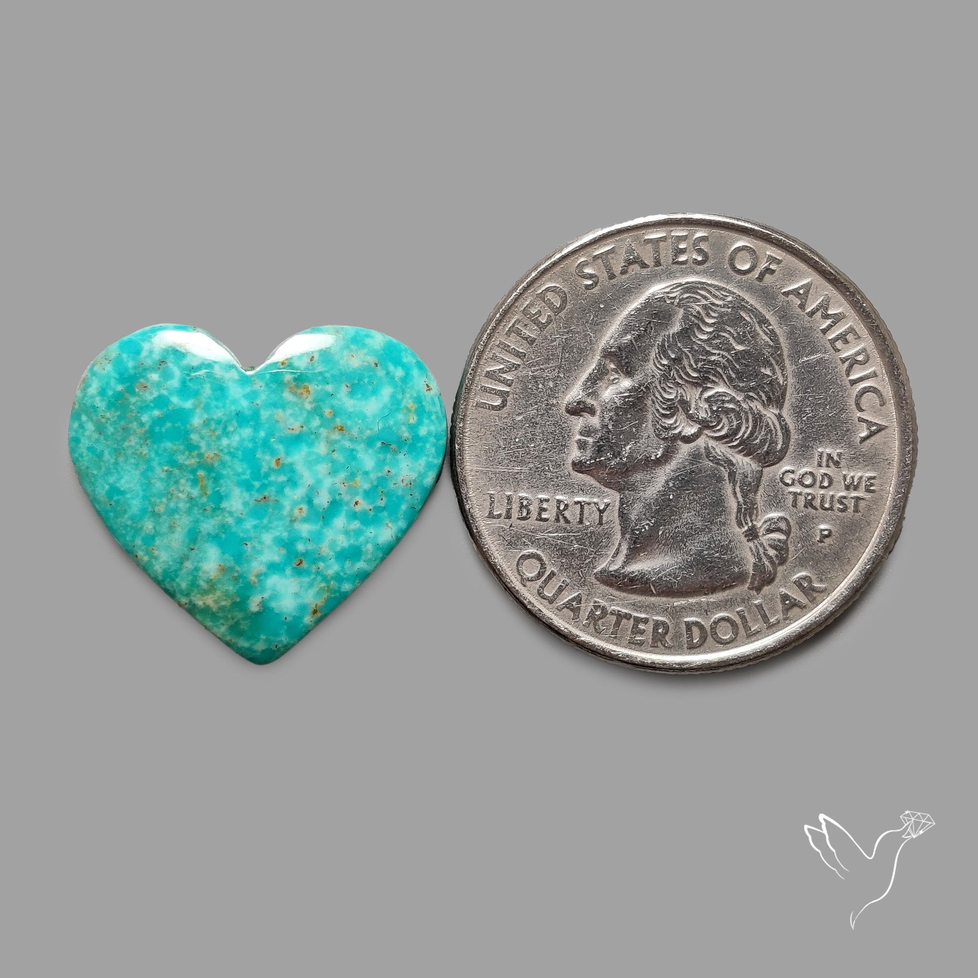 Rare Arizona Patogonia Turquoise Heart Cabochon Carving
