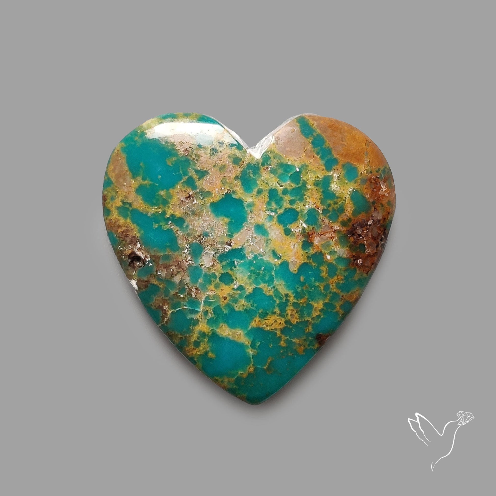 Rare Arizona Patogonia Turquoise Heart Cabochon Carving