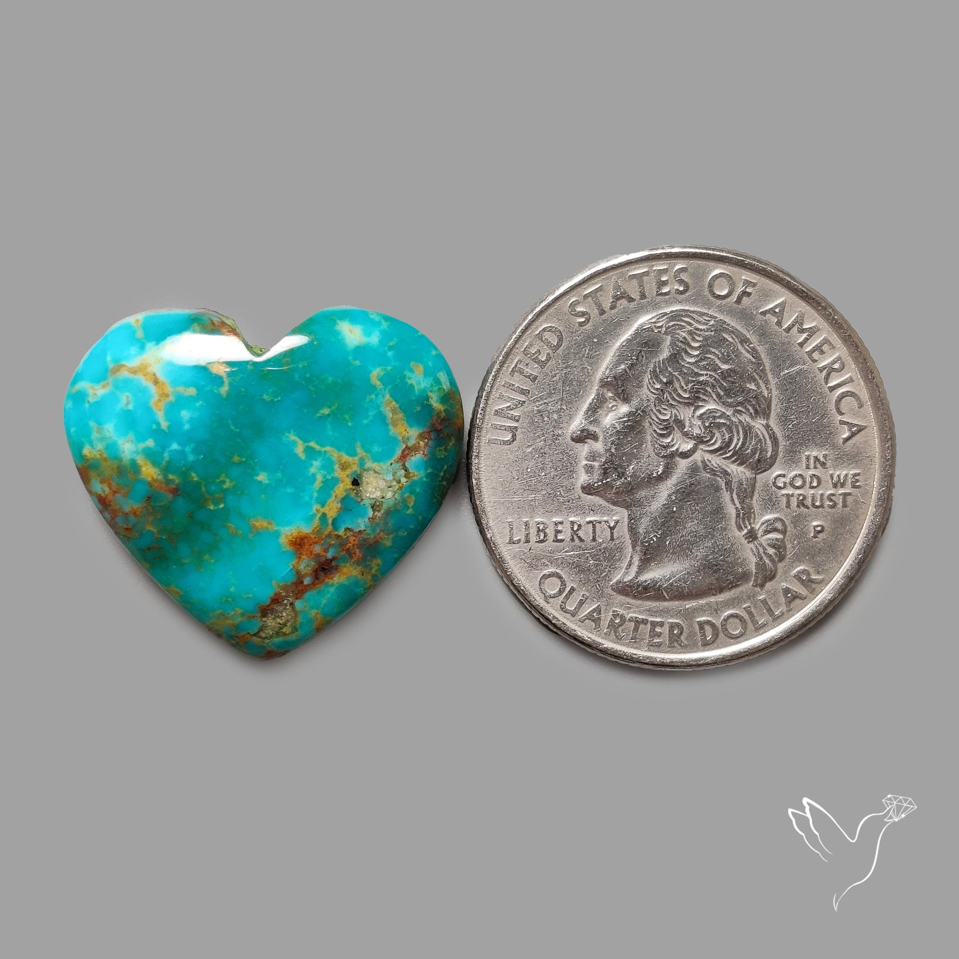 Rare Arizona Patogonia Turquoise Heart Cabochon Carving