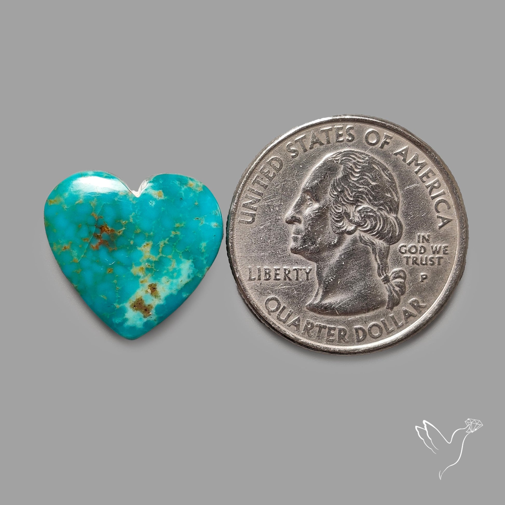 Rare Arizona Patogonia Turquoise Heart Cabochon Carving