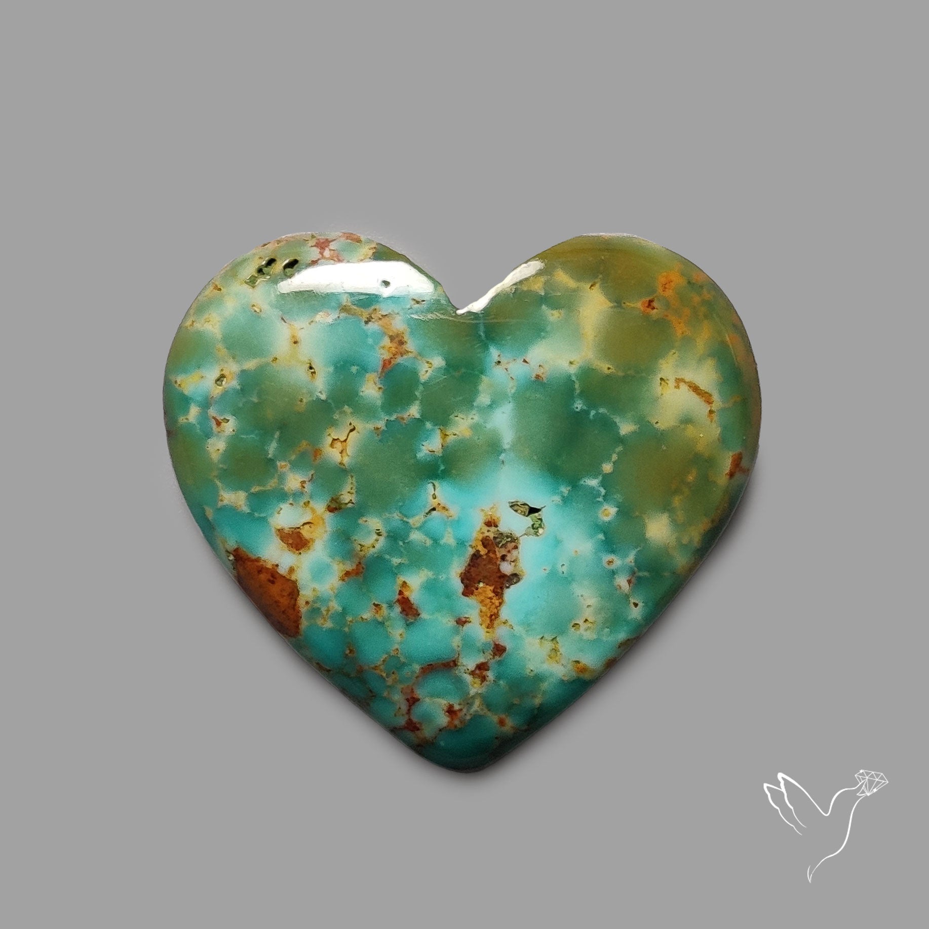 Rare Arizona Patogonia Turquoise Heart Cabochon Carving