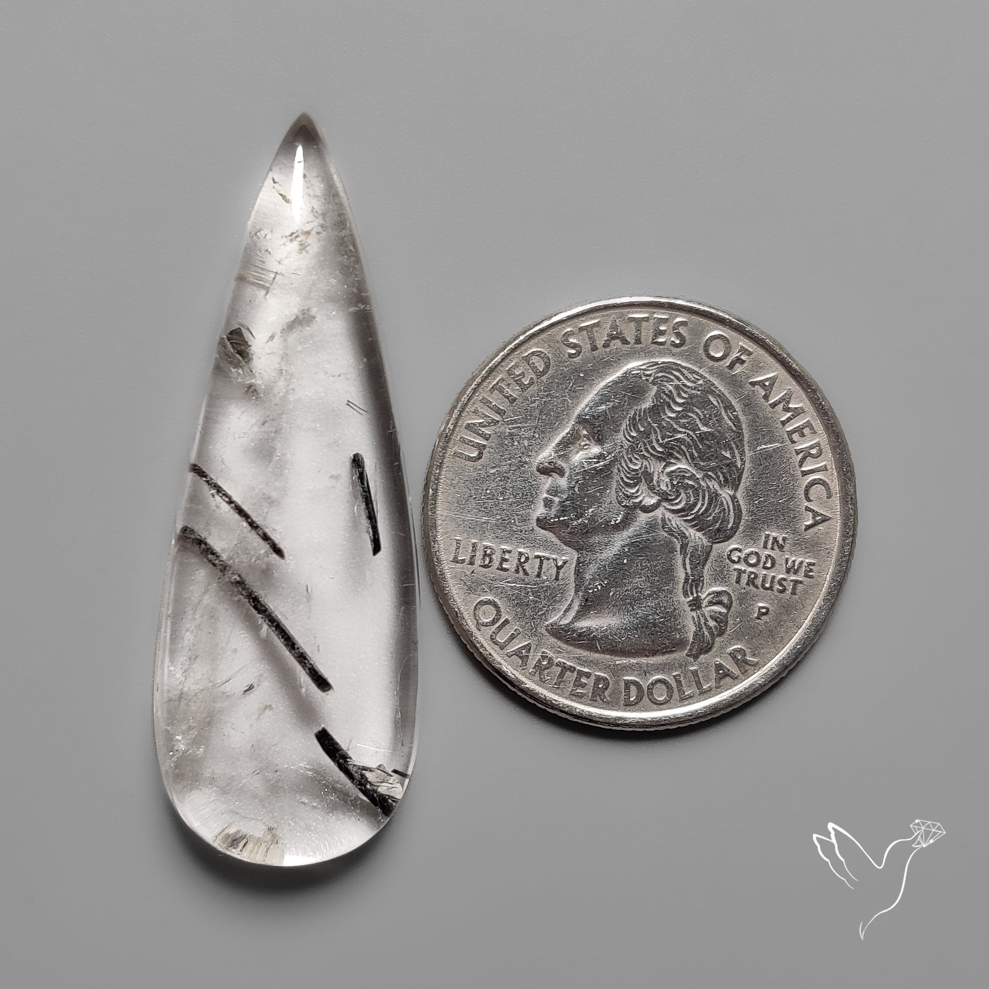 Black Tourmalinated Quartz Cabochon