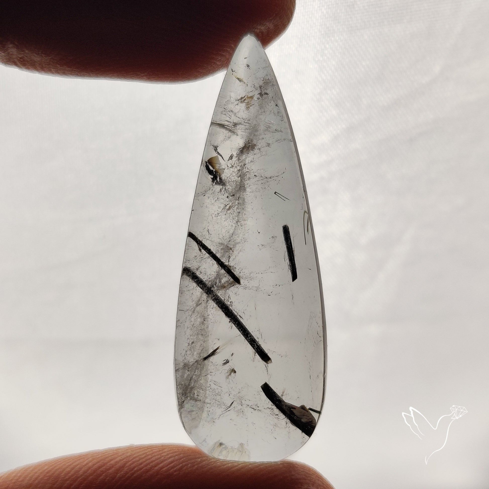 Black Tourmalinated Quartz Cabochon