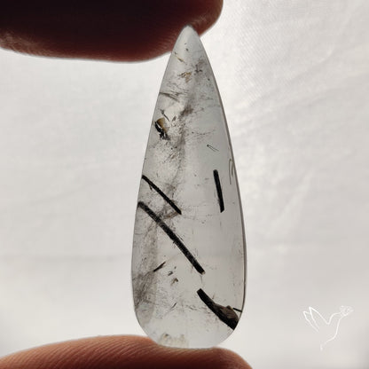 Black Tourmalinated Quartz Cabochon