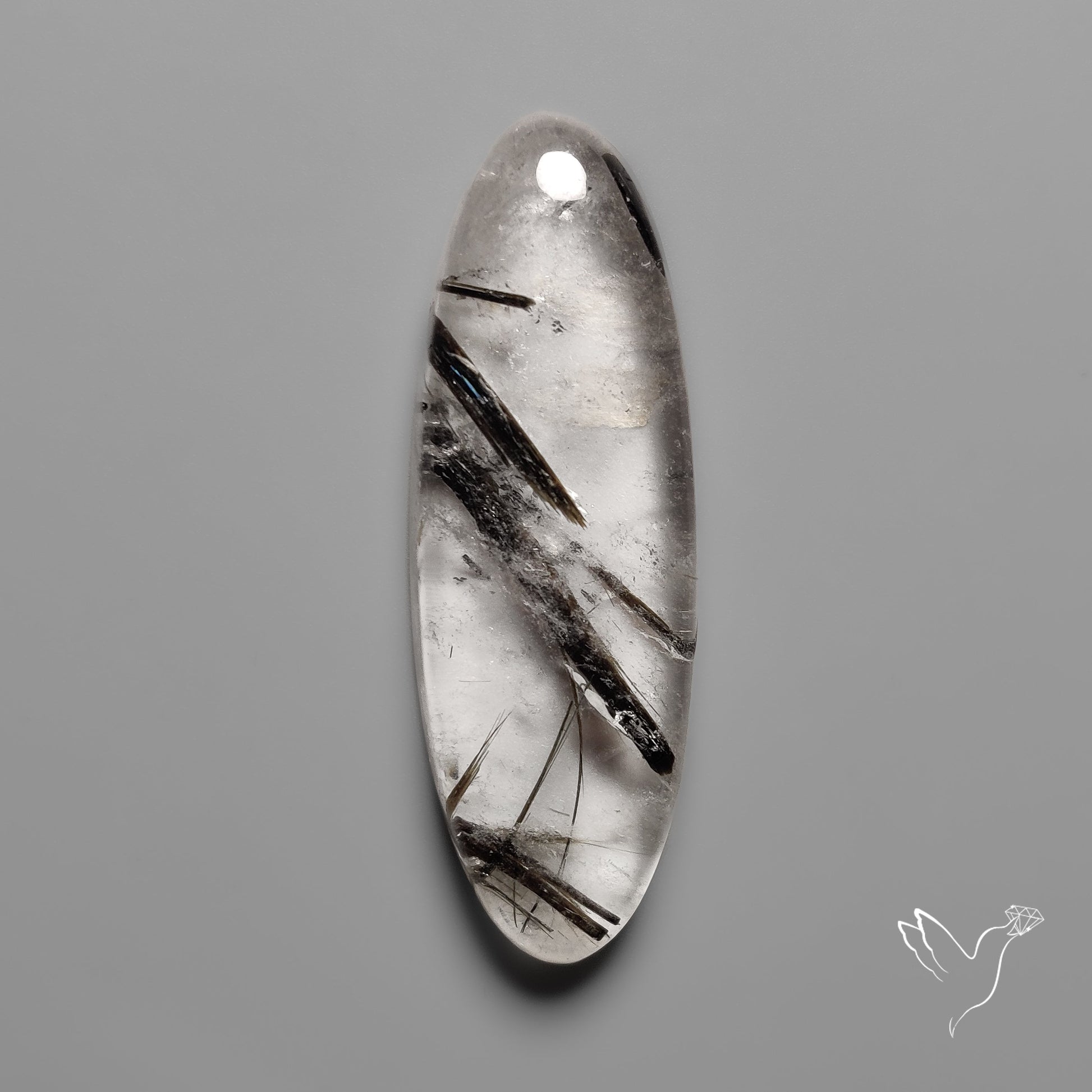 Black Tourmalinated Quartz Cabochon