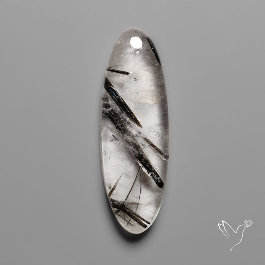 Black Tourmalinated Quartz Cabochon