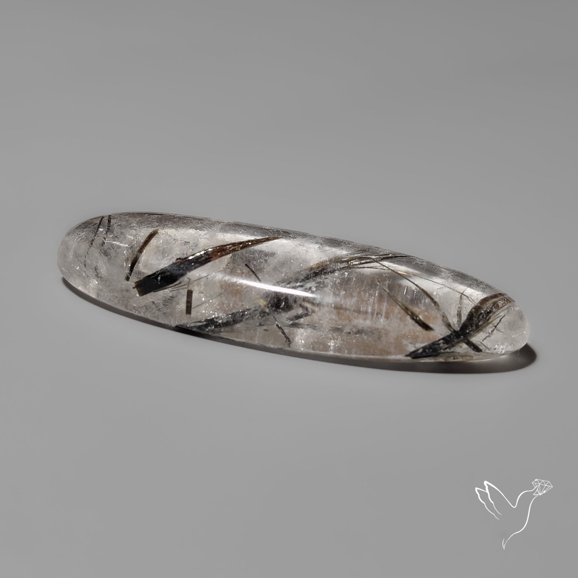 Black Tourmalinated Quartz Cabochon