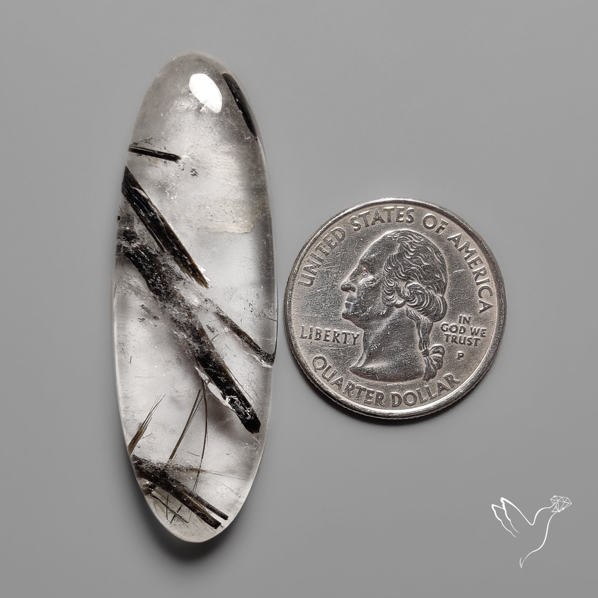 Black Tourmalinated Quartz Cabochon