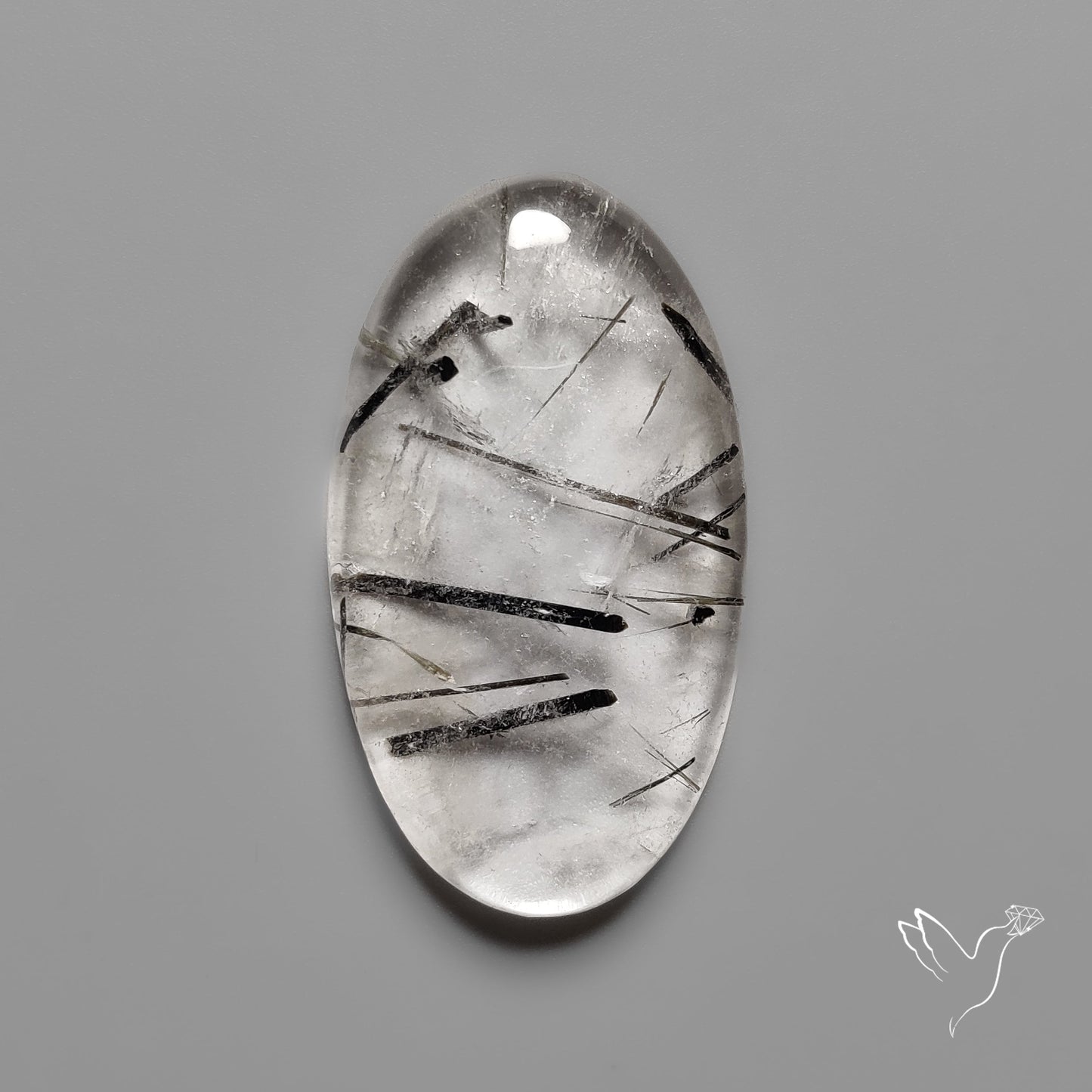Black Tourmalinated Quartz Cabochon