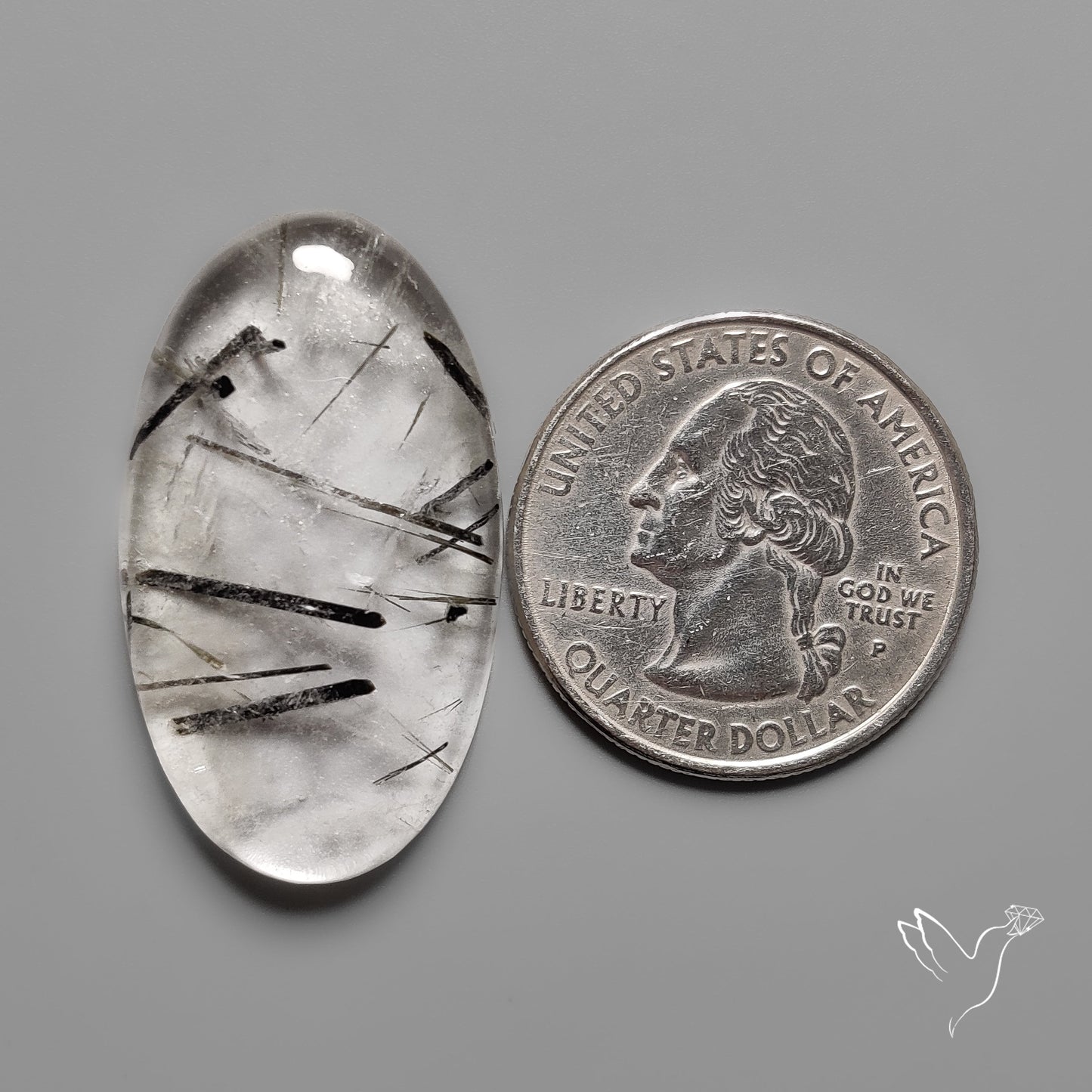 Black Tourmalinated Quartz Cabochon