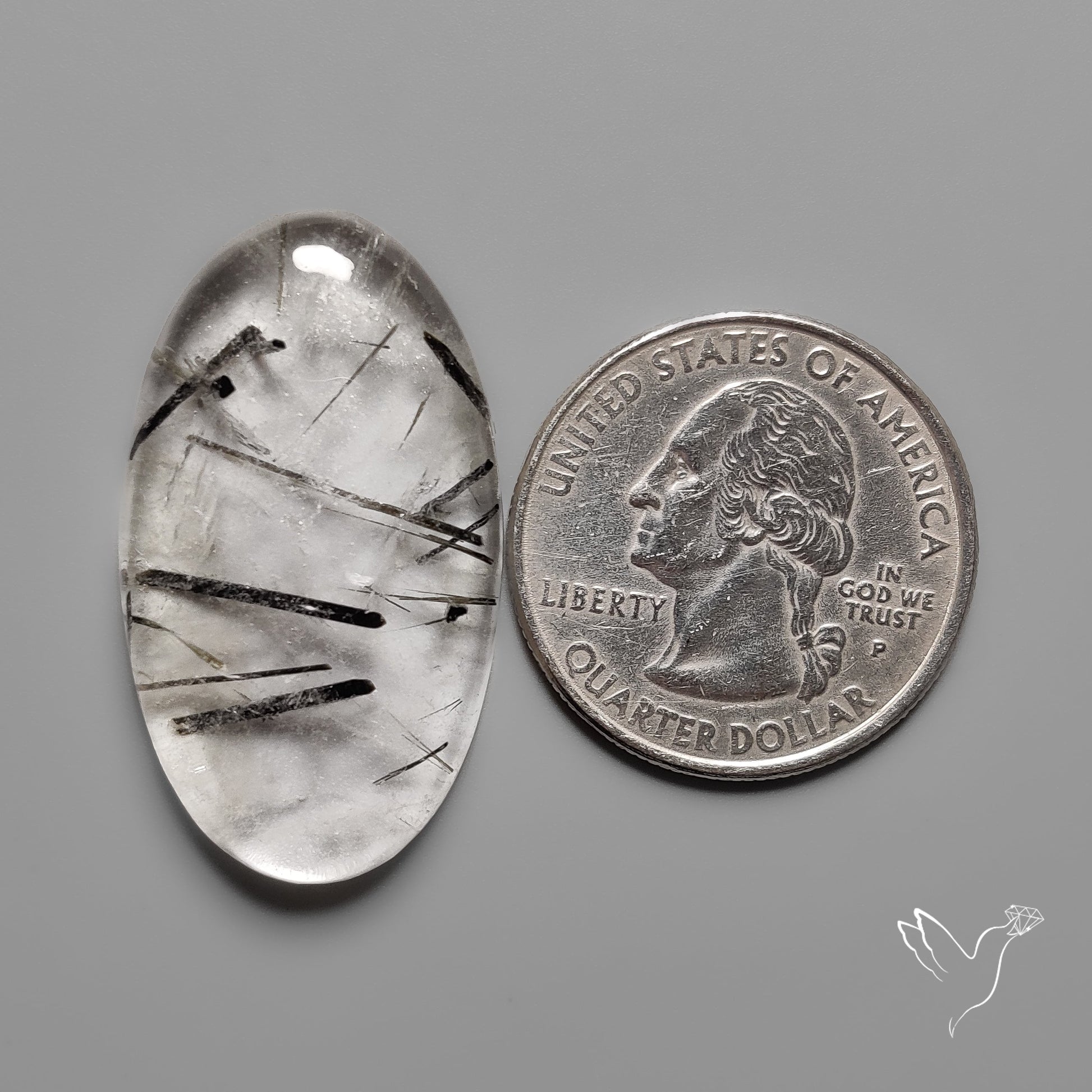 Black Tourmalinated Quartz Cabochon