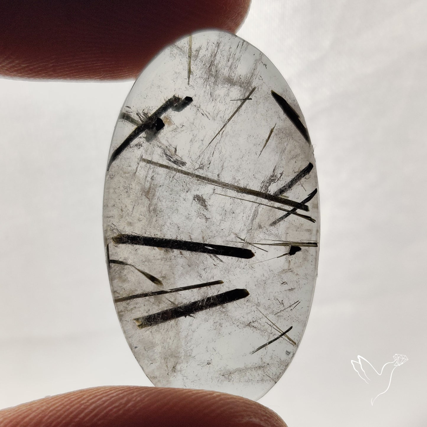 Black Tourmalinated Quartz Cabochon
