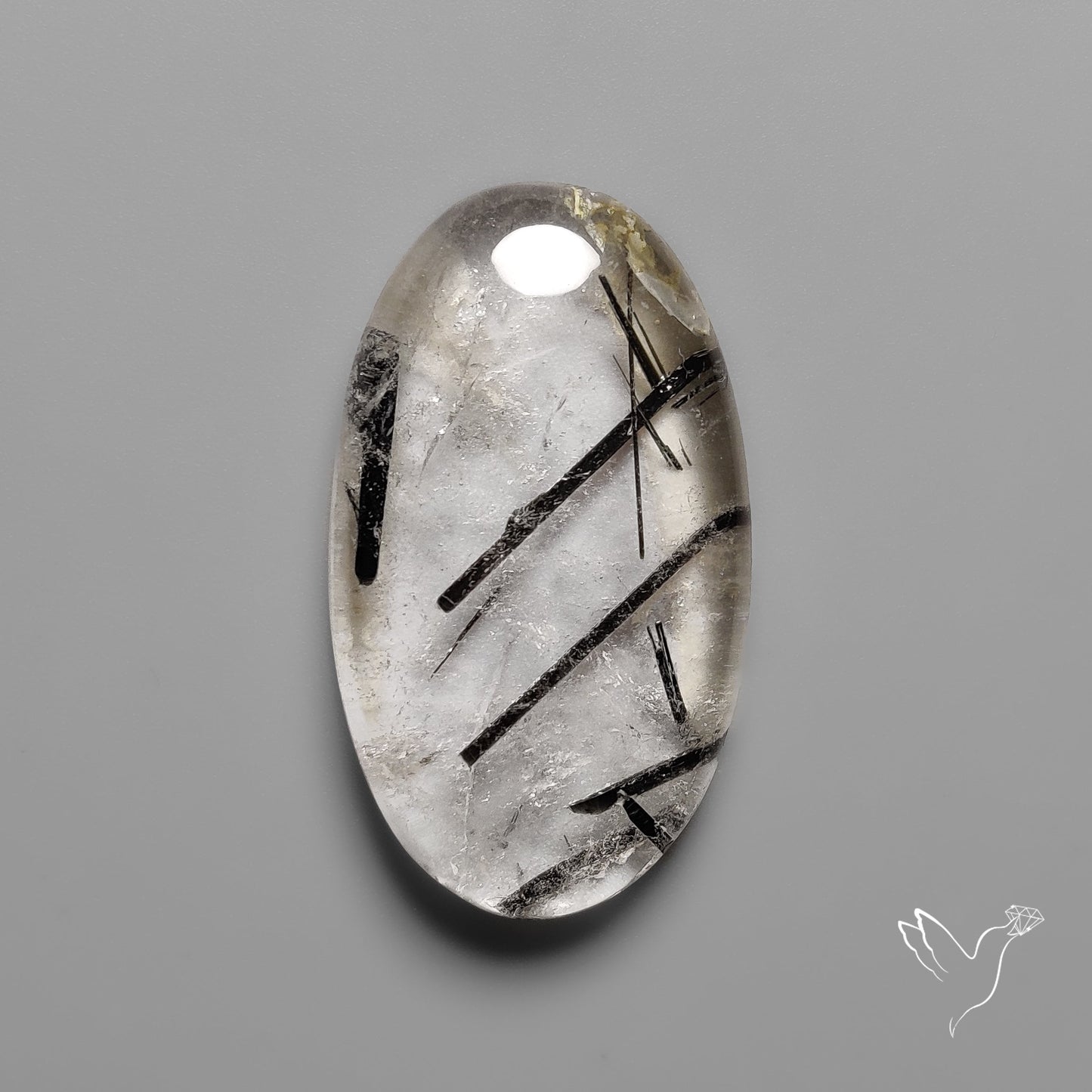 Black Tourmalinated Quartz Cabochon