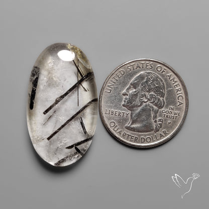 Black Tourmalinated Quartz Cabochon
