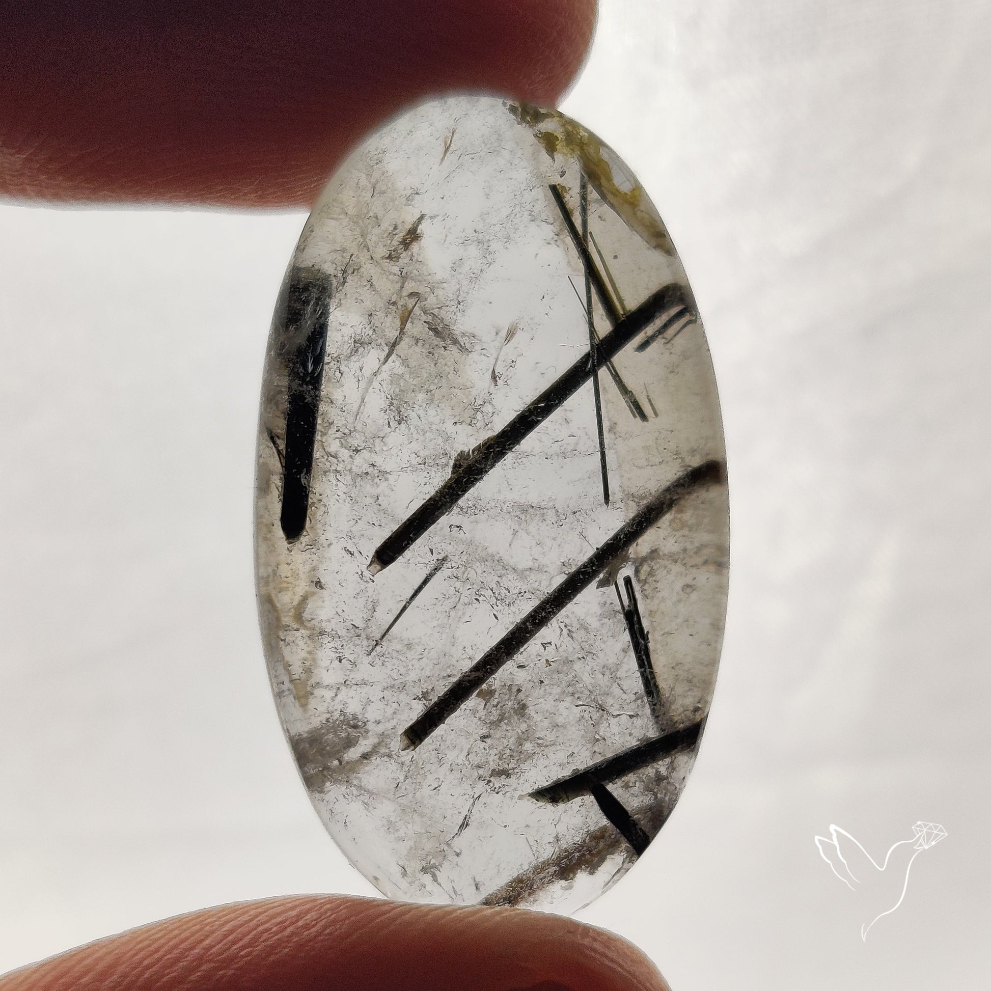 Black Tourmalinated Quartz Cabochon
