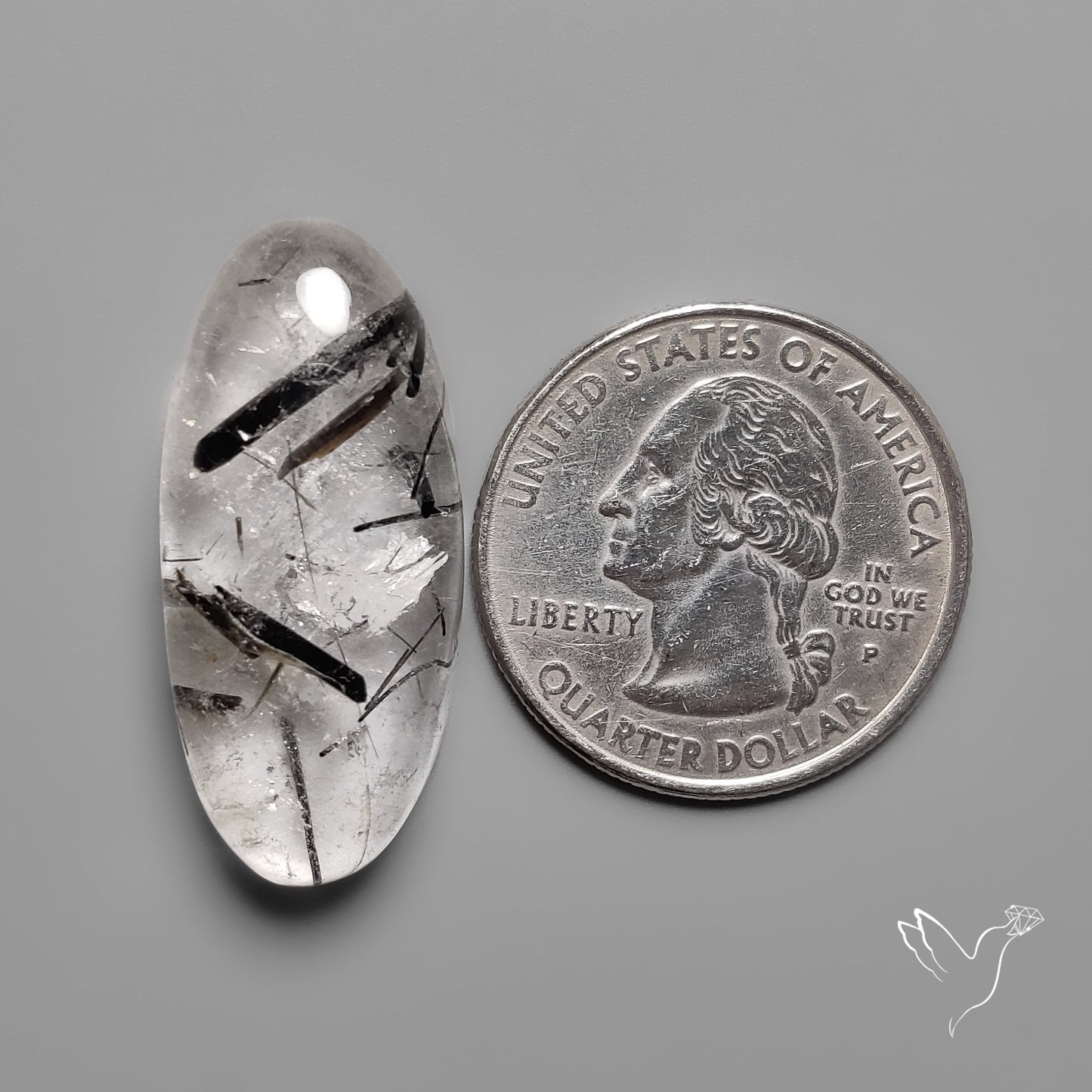 Black Tourmalinated Quartz Cabochon